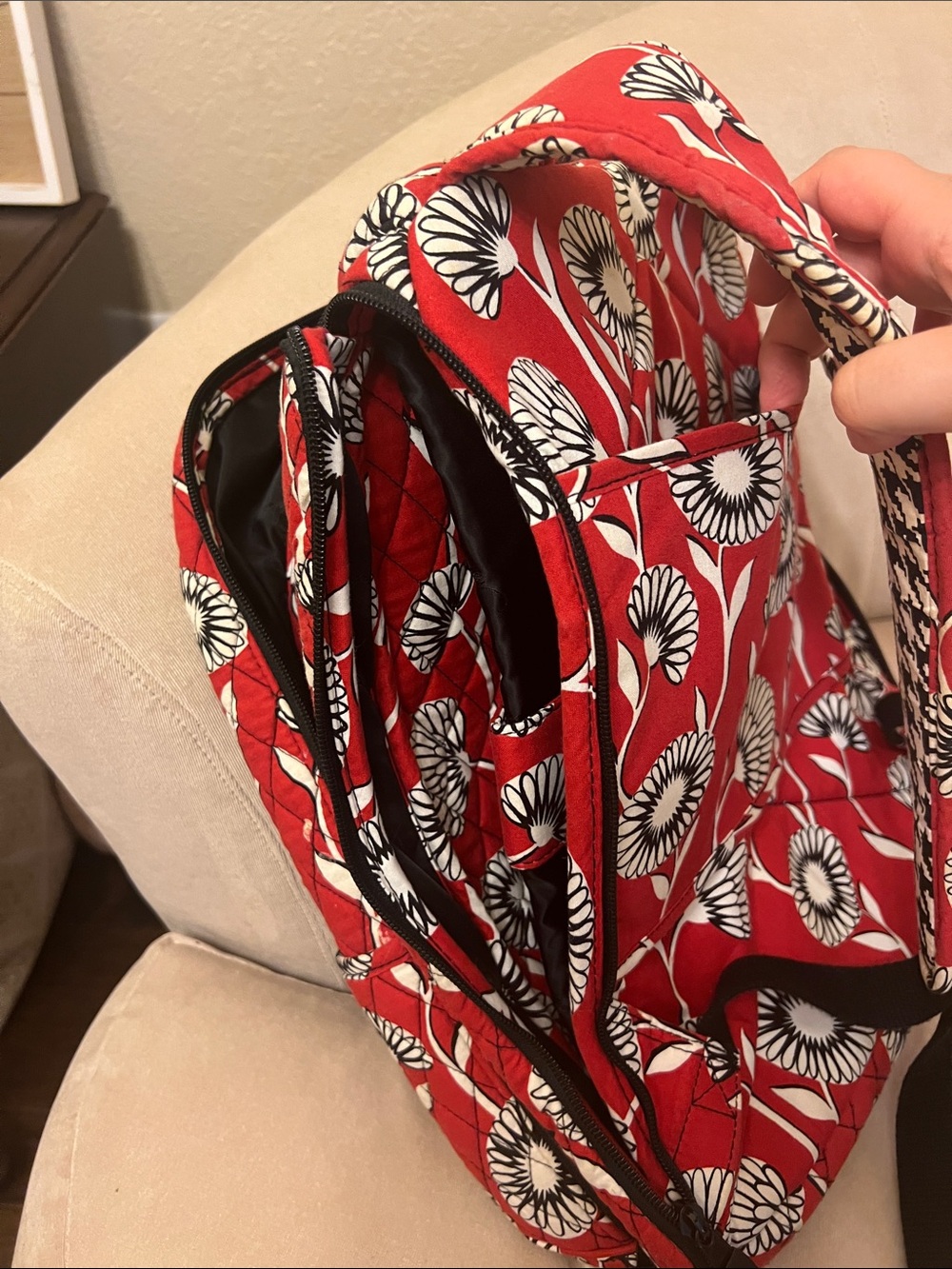 Vera Bradley Red Quilted Floral Backpack - Picture 10 of 12